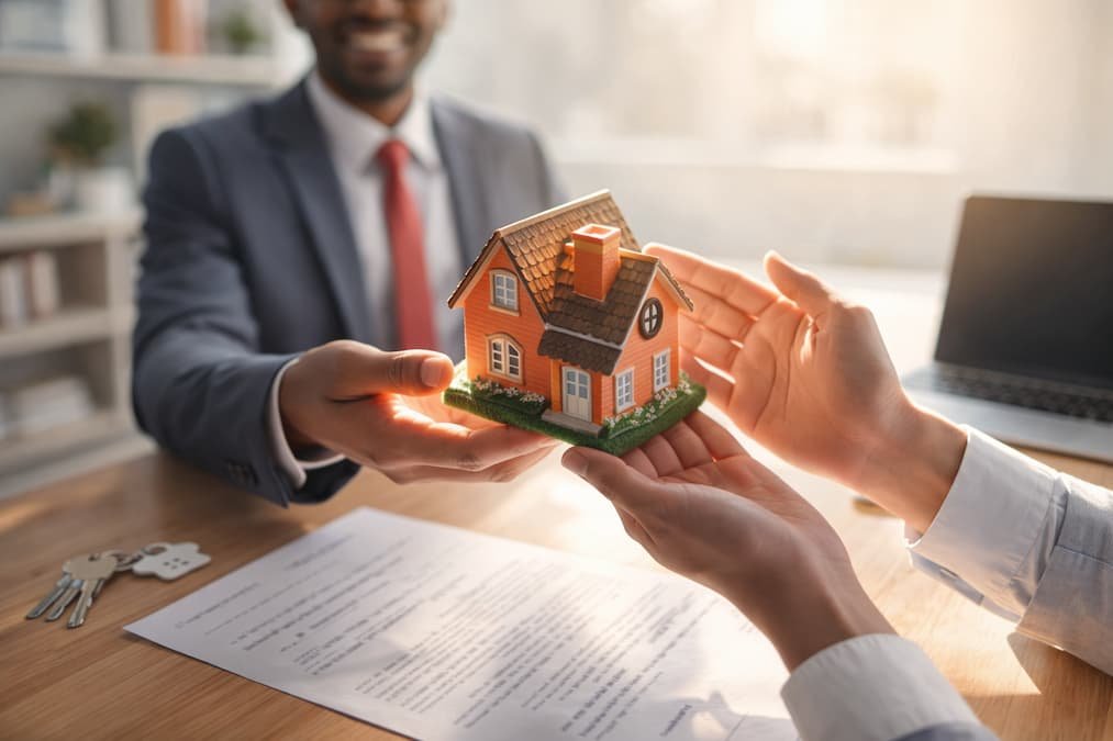 Agence immobilière au Bénin accompagnant un client.